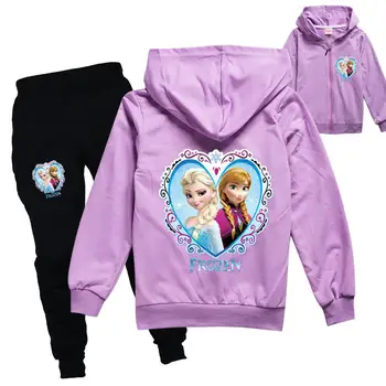 Disney Cartoon Elsa Drēbes Meitenēm Hoodies+garās Bikses Tērpi Bērniem, Meitenēm, Bērnu Apģērbu Komplekts Ziemassvētku Saldēti Boutique