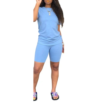 Divu gabals Candy Krāsu Sieviešu Apģērbu Īsām piedurknēm Apkalpes Kakla T-krekls ar Cieši piegulošu Šorti Vienkāršu Stila Tērpiem Tracksuit