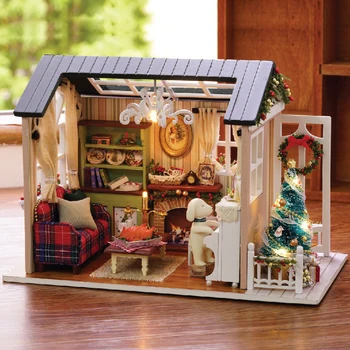 Diy Leļļu Nams Miniatūra Leļļu Namiņš Komplekts Modeli Mēbeles Eiropas Stilā, Ziemassvētku Preces, Jaunais Gads, Dāvanas, Rotaļlietas Bērniem, Koka Māja