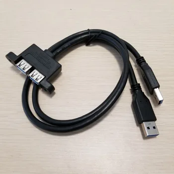 Dual Vīriešu USB 3.0 Pannel Mount USB Sieviete ar Skrūvēm Paplašinājumu Datu Kabelis, 50cm