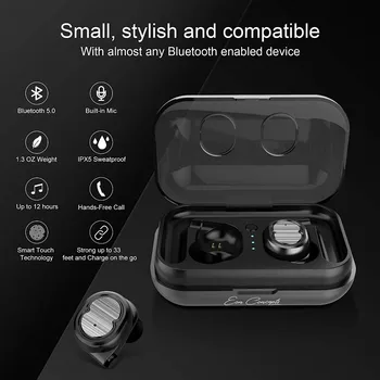 Duszake X6 TWS Taisnība Bezvadu Earbuds 5D Stereo Bluetooth Austiņas Mini TWS Ūdensizturīgs Headfrees ar Uzlādes Lodziņā Touch Kontroli