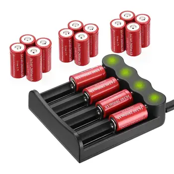 EBL 2800mAh CR123A Baterijas 16340 Uzlādējams Li-ion Battery Smart Lādētāju Daudz