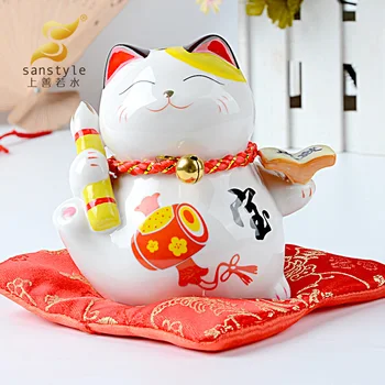 Eiropas stila Laimīgs kaķis dekoratīvi keramikas tauri mājas mēbeles, radošas dāvanas saglabātu naudu mājās apdares process