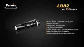Fenix LD02 Cree XP-E2 AAA LED Lukturīti Melns