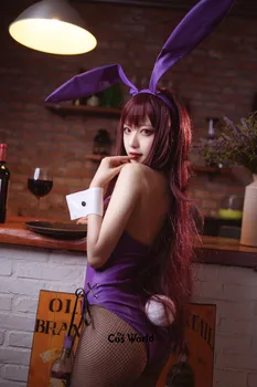 FGO Likteni Grand Lai Scathach Bārmenis Sexy Bunny Girl Meitene Kleita Vienotu Apģērbs Anime Cosplay Kostīmi