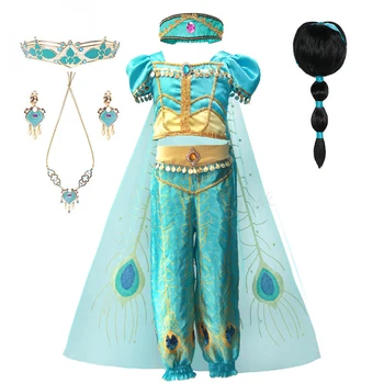 Filma Aladdin 2019 Meitenes Bērniem Princese Jasmine Cosplay Tērpu Halloween Princese Agrabah Jasmīns Deju Kleitu Cosplay Apģērbs