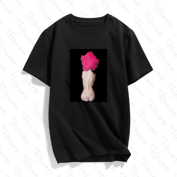 Fotomāksla Modes Sexy Ziedu Ar T-krekls Sievietēm korejiešu Stilā Harajuku Punk Tumblr Kokvilnas Plus Lieluma Īsām Piedurknēm Top Tees