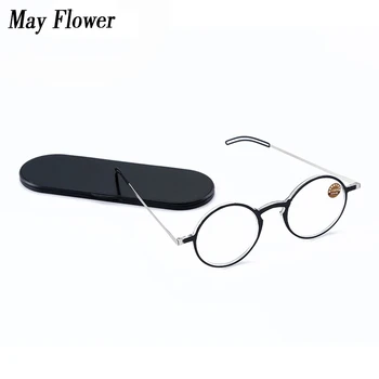 Gaismas Lasīšanas Brilles Ultrathin Noderīgu Tālu Redzes Brilles Anti-Blue Ray Brilles Brilles Ar Lietu Apaļā Rāmja Brilles