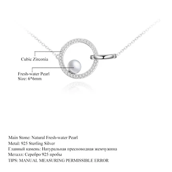 GEM BALETS 925 Sterling Sudraba Pērļu Kaklarotu Dabas Saldūdens Pērles Infinity Dubultā Apļa Kulons, Kaklarota Sievietēm