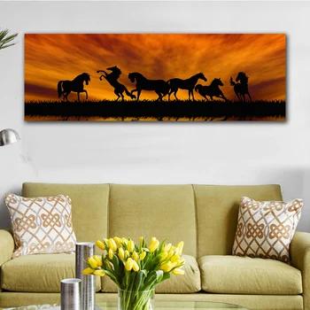 GoldLife HD Iespiesti Audekla Sienas Māksla Kovboju Un Zirgu Audekls Māksla uz Sienas Ainavu Saulrieta Attēlu Krāsošanas, lai Dzīvojamā Istaba
