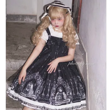 Gothic Lolita Kleita Japāņu Lolita Tumša Nakts Kleita Tumši JSK Kleita Tiesa Princese Cosplay Halloween Puse Sieviešu Viktorijas