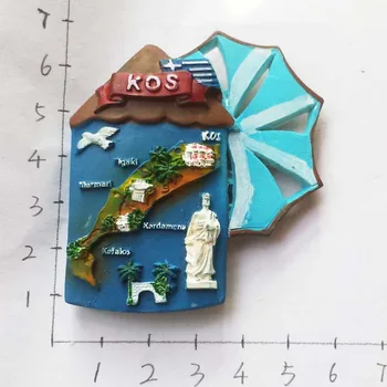 Grieķijas tūrisma galamērķi piemiņas ledusskapis ar stereo palīdzības vējdzirnavas magnētiskās uzlīmes, kartes, Ledusskapis Magnēti
