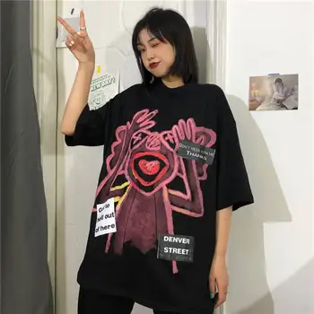 Gudrs Hip Hop Varde T Streetwear Sieviešu Vasaras Black Japāna T-krekls Sievietēm Gadījuma Atdzist Sievietes Pusi Piedurknēm Top t-veida Krekli Meitenēm