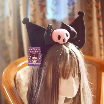Gudrs Kuromi Ausī Galvas stīpa Plīša Hairband Rotaļu Grupa Kawaii Anime Cosplay Plushie Piederumi Halloween Ziemassvētku Dāvanu Sievietēm