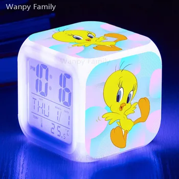 Gudrs Tweety Modinātājs 7 Krāsu LED Kvēlojošs Digitālais Modinātājs Bērniem Svētku dāvanas Daudzfunkciju Atlikšanas Funkcija Pulkstenis