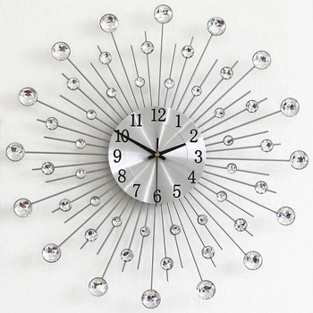Gypsophila Dimantu Sienas Pulkstenis Vintage Metāla Dial Radošo Modes Eiropas Stila Dzīvojamā Istaba Mājas Apdare Pulkstenis