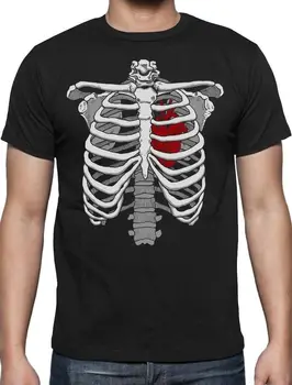 Halloween Skelets Ribu Būris Xray Viegli Kostīmu T-Krekls Vīriešu T-krekls Biedējošu Sirds S