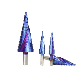 Hampton HSS 4-12/20/32mm Nano Zilā krāsā ar Pārklājumu Pagoda Formas Caurumu Griezējs Trīsstūris Kāta Solis Urbis elektroinstrumentus Solis Konusveida Urbis