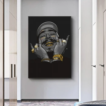 Hip Hop Reperis Malone Mākslas Gleznu Plakātu un Izdrukas Mūzikas Dziedātājs Zvaigžņu Portretu Audekla Sienas, Attēlus Mājas Dzīvojamā Istaba Dekori