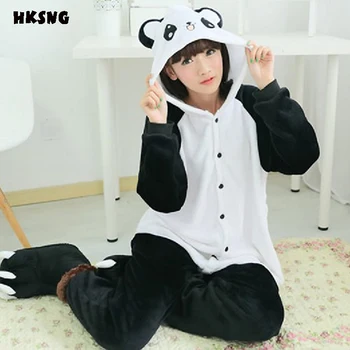 HKSNG Pieaugušo Ziemas Ķīnas Panda Flaneļa Pidžamas Karikatūra Dzīvnieku Sarkano Acu Kungfu Panda Halloween Onesie Cosplay Sleepwear Kapuci Kig