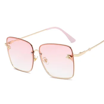 Hotsale lielizmēra kvadrātveida saulesbrilles sieviešu luksusa bišu saules brilles okeāna krāsains zīmola dizaineru sieviešu toņos UV400