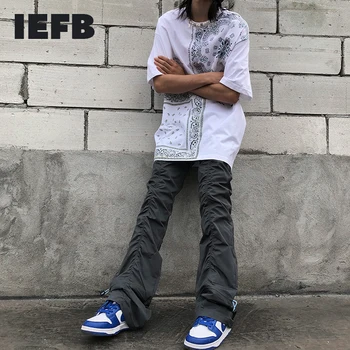 IEFB High Street Vīriešu Ikdienas Bikses Amerikāņu Streetwear Hip Hop Draswring Salocīts Dizaina Biksēm Elastīgs Viduklis Biksēm ir 2021. 9Y5523
