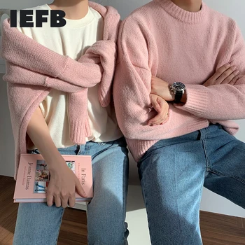 IEFB /vīriešu apģērbi apaļu apkakles džemperis 2020 rudens ziemas modes korejiešu stilā, liela izmēra irdenas trikotāžas-adītus ar garām piedurknēm topi 9Y3249