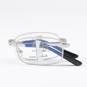 IENJOY Metāla Titāna Multifokāla Lasīšanas Brilles Pakāpeniski Bifocal Zilā Gaisma Pretbloķēšanas Presbyopic Brilles Vīriešiem, Sievietēm Pilnīga Rāmja