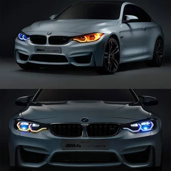 IJDM Jēdziens M4 Ikonisko Stilu Switchback Dual-Krāsu LED Angel Eye Kit w/Releju Vadiem BMW 2 3 4 5 Sērijas Lukturu Pārbūves