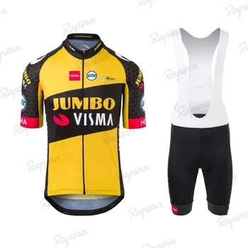 Ir 2021. pro komandas jumbo visma vīriešu velosipēdu jersey uzvalks ropa ciclismo maillot īsām piedurknēm apģērbs vasarā velosipēds MTB bikses, kombinezoni ar krūšdaļu komplekti