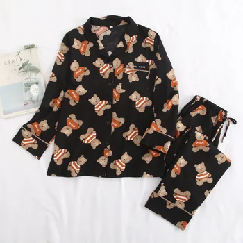 Japāņu Sleepwear Pidžamas Sieviešu Uzvalks Mājās Pakalpojums Atbilstu Pidžamas Komplekts Sievietēm, Rudens Vīriešu Pāris Drukas Kokvilnas Bikses Ar Garām Piedurknēm