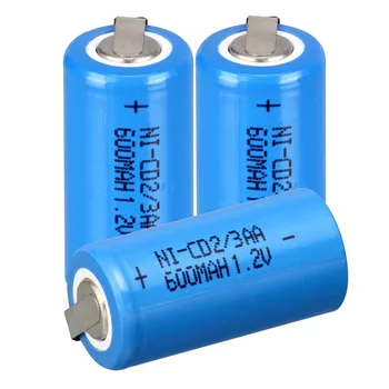 Jauns 3 gab Ni-Cd 1.2 V 2/3AA uzlādējams akumulators NiCd Akumulatorus - zila 600 mah