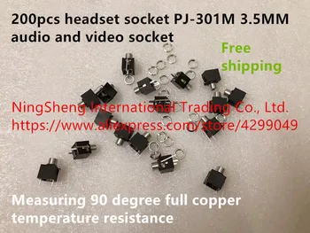 Jauns oriģināls austiņu ligzda PJ-301M 3,5 MM audio un video ligzda mērīšanas 90 grādu pilna vara temperatūras izturība