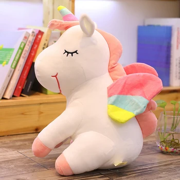 Jaunu Dizainu, Krāsains Organiskās Kokvilnas Atrodas Lielums Unicorn Pildījumu Dzīvnieku Plīša Rotaļlieta
