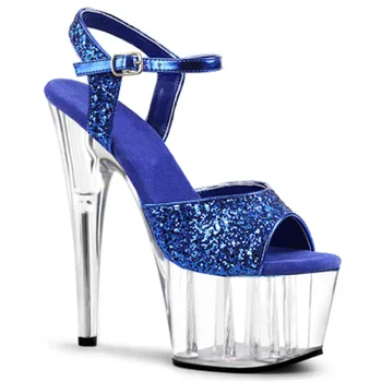 Jaunu naktsklubu sexy slim papēdis ūdensizturīgs platforma sievietēm 15cm augsts papēdis sandales, modelis posmā apavi
