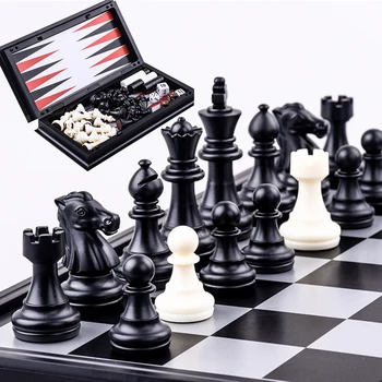 JAUNĀ de ajedrez magnético Bekgemons, juego de mesa plegable 3 en 1, juego de mesa plegable de ajedrez Internacional, juego de