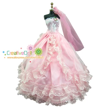 Jaunā gada, Ziemassvētku / dzimšanas dienas dāvana bērniem 2 komplekti= drēbes uzvalku ken lelle + rozā kāzu kleitu ar plīvuru barbie doll
