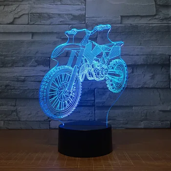 Jaunā Motokrosa Velosipēds Forma Nakts Gaismas Jaunums 3D Galda Lampa LED USB 7 Krāsas Maiņa Sensors Galda Lampu kā Brīvdienu Dzimšanas dienas Dāvanas