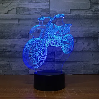 Jaunā Motokrosa Velosipēds Forma Nakts Gaismas Jaunums 3D Galda Lampa LED USB 7 Krāsas Maiņa Sensors Galda Lampu kā Brīvdienu Dzimšanas dienas Dāvanas