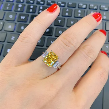 Jellystory s925 tīra sudraba gredzens ar radošo citrine dārgakmens smalkas rotaslietas, sieviešu kāzu dāvanas vairumtirdzniecības gredzeni
