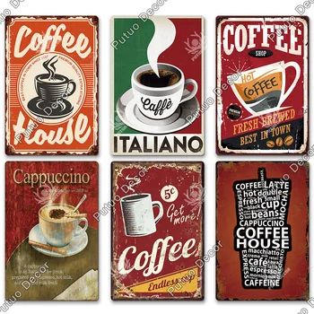 Kafijas Skārda Zīme Vintage Metāla zīmju Plāksnes, Metāla Vintage Sienas Dekori Virtuve, Kafijas Bārs Kafejnīca Retro Metāla Plakāti Dzelzs Krāsošana