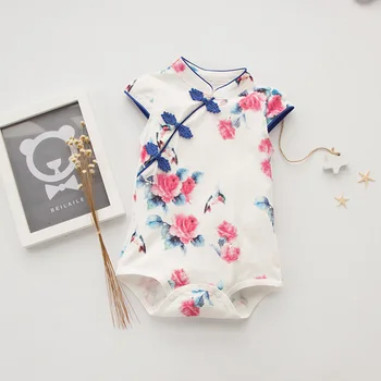 Karstā Pārdot Bērnu Kombinezonus Vasaras Baby Girl Apģērbu Ķīniešu Cheongsam Jaundzimušo, Zīdaiņu Apģērbs Roupas Bebe Zīdaiņu Jumpsuits Partiju