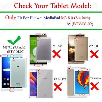 Karstā Ultra Slim gadījumā Huawei MediaPad M3 8.4 Stāvēt Gudras grāmatas vāks Huawei MediaPad M3 8.4 BTV-DL09 Android Planšetdatoru gadījumā