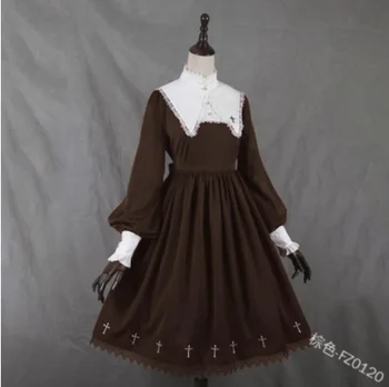 Kawaii meitene gothic Viduslaiku gotikas vintage sweet lolita kleita mežģīņu stends puff piedurknēm augsta vidukļa viktorijas kleita lolita