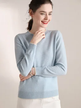 Kašmira Džemperis Sievietēm, O-veida kakla garām Piedurknēm Rudens Ziemas Džemperis Sieviešu Džemperis Adīšanas Sieviešu ierobežošanas Džemperis