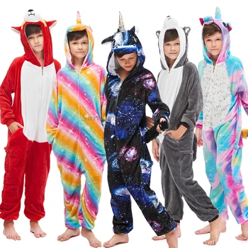 Kigurumi Unicorn Pidžamu Dzīvnieku Onesie Bērniem, Meitenēm, Zēniem Kids Sleepwear Karikatūra Licorne Pyjama Uzvalks Ziemas Kombinezons