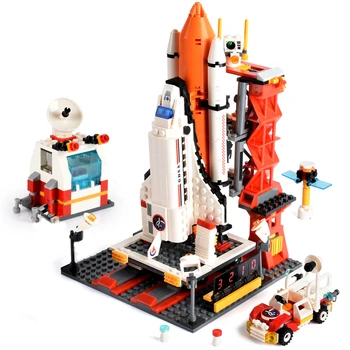 Klasiskās 679+Gab. Celtniecības Bloki Pilsētas Shuttle Launch Centrs Bloķēt DIY Ķieģeļi Izglītības Ēku Rotaļlietas Bērniem Dāvanu