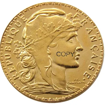 Komplekts(1907-1914) 8pcs Francija 20 Franku Gailis Zelta Pārklājumu Kopēt Monētas