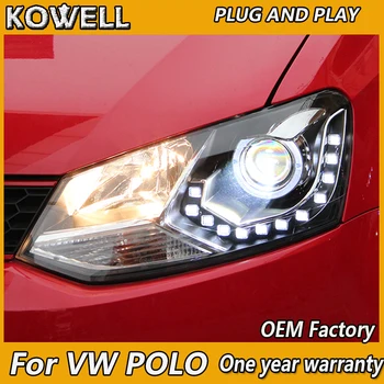 KOWELL Car Styling par 2006. -.gadam VW Polo priekšējie Lukturi Jauni Polo LED Lukturu Cruiser drl Objektīvs Dubultās Staru HID H7 Xenon