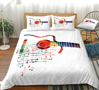 Krāsains ģitāra Duvet Cover Set Gultas Veļa Gultas Komplekts Vienkāršu stila gultas Pārklājs Mājas Tekstila Microfiber Gultas Komplekts